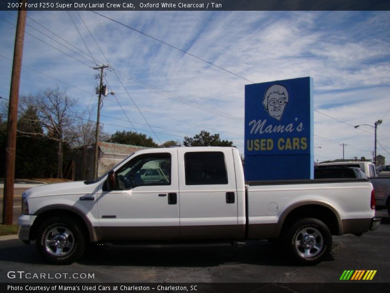 Oxford White Clearcoat / Tan 2007 Ford F250 Super Duty Lariat Crew Cab