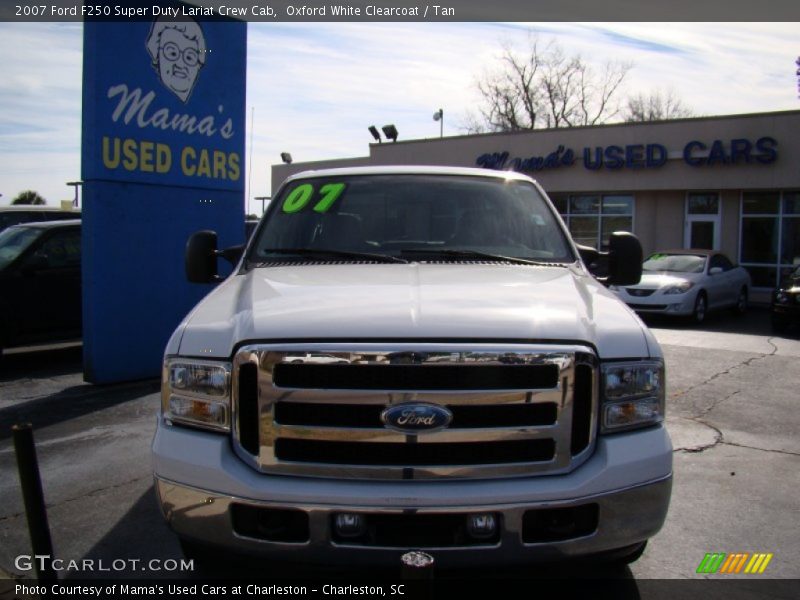 Oxford White Clearcoat / Tan 2007 Ford F250 Super Duty Lariat Crew Cab