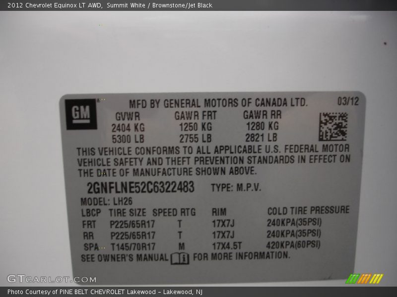 Summit White / Brownstone/Jet Black 2012 Chevrolet Equinox LT AWD