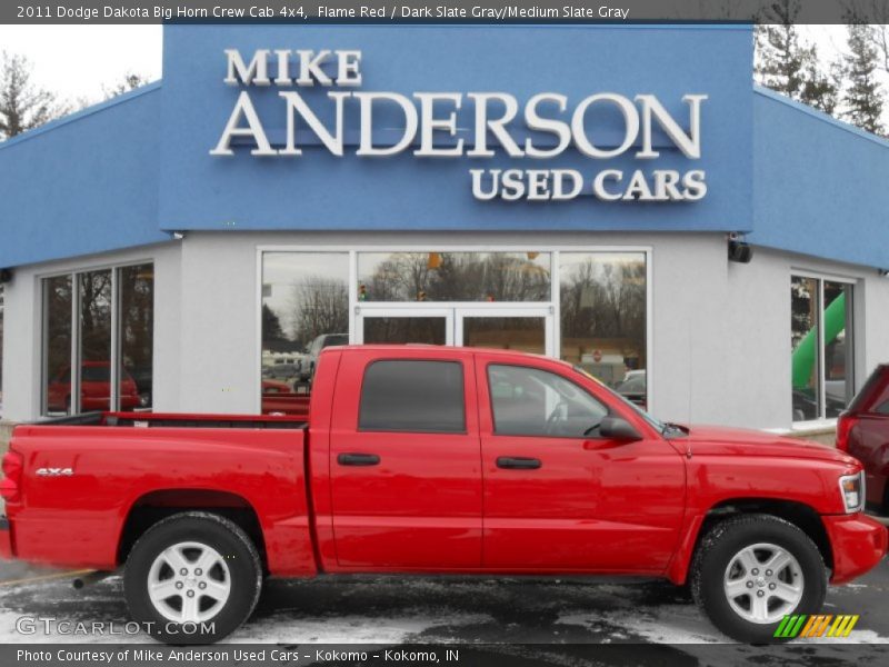 Flame Red / Dark Slate Gray/Medium Slate Gray 2011 Dodge Dakota Big Horn Crew Cab 4x4