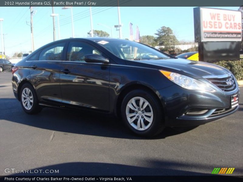 Pacific Blue Pearl / Gray 2012 Hyundai Sonata GLS