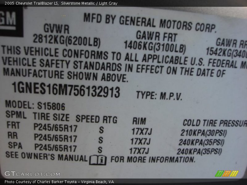 Silverstone Metallic / Light Gray 2005 Chevrolet TrailBlazer LS