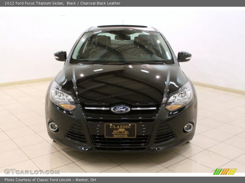 Black / Charcoal Black Leather 2012 Ford Focus Titanium Sedan