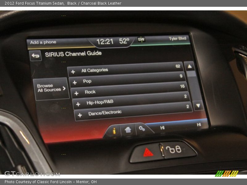 Black / Charcoal Black Leather 2012 Ford Focus Titanium Sedan
