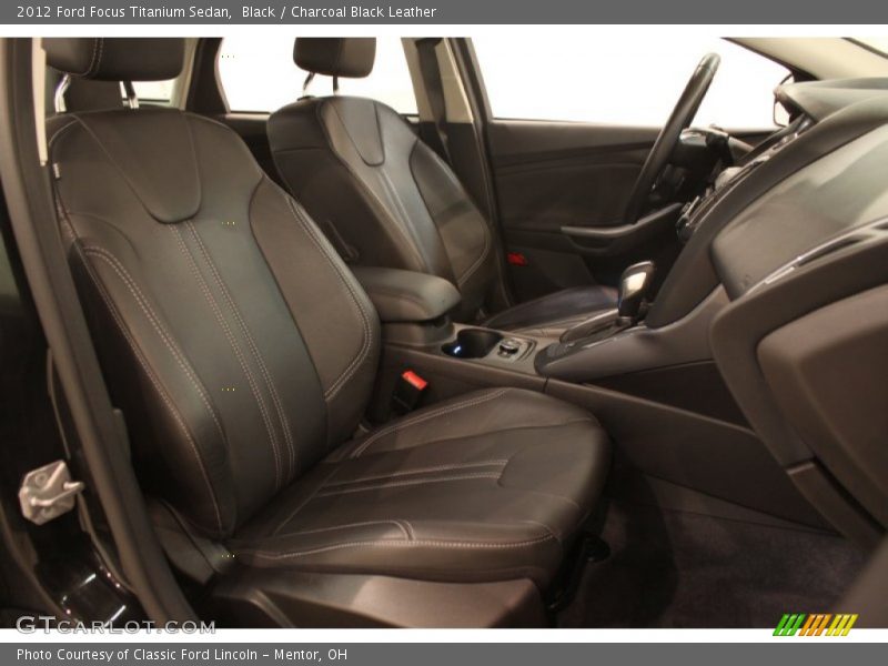 Black / Charcoal Black Leather 2012 Ford Focus Titanium Sedan