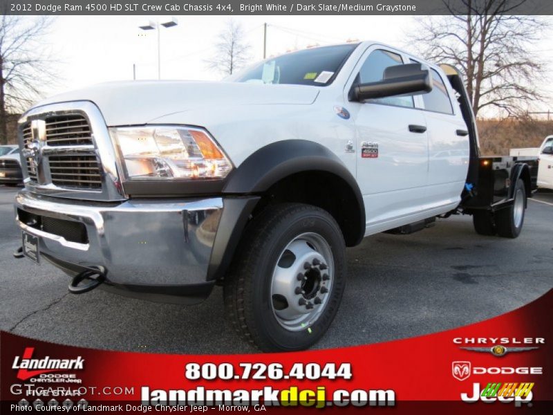 Bright White / Dark Slate/Medium Graystone 2012 Dodge Ram 4500 HD SLT Crew Cab Chassis 4x4