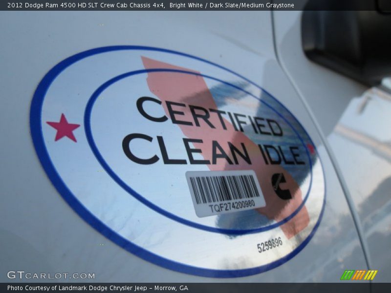 Bright White / Dark Slate/Medium Graystone 2012 Dodge Ram 4500 HD SLT Crew Cab Chassis 4x4