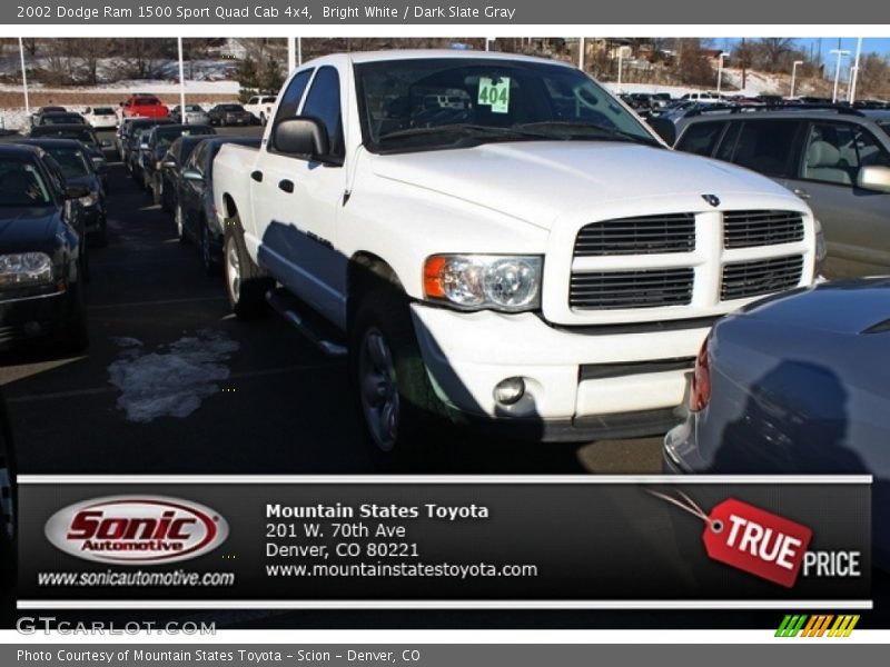 Bright White / Dark Slate Gray 2002 Dodge Ram 1500 Sport Quad Cab 4x4