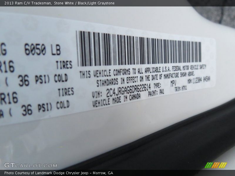 2013 C/V Tradesman Stone White Color Code PW1