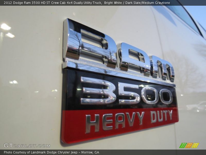 Bright White / Dark Slate/Medium Graystone 2012 Dodge Ram 3500 HD ST Crew Cab 4x4 Dually Utility Truck