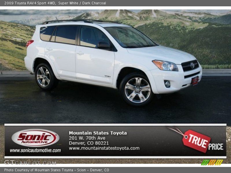 Super White / Dark Charcoal 2009 Toyota RAV4 Sport 4WD