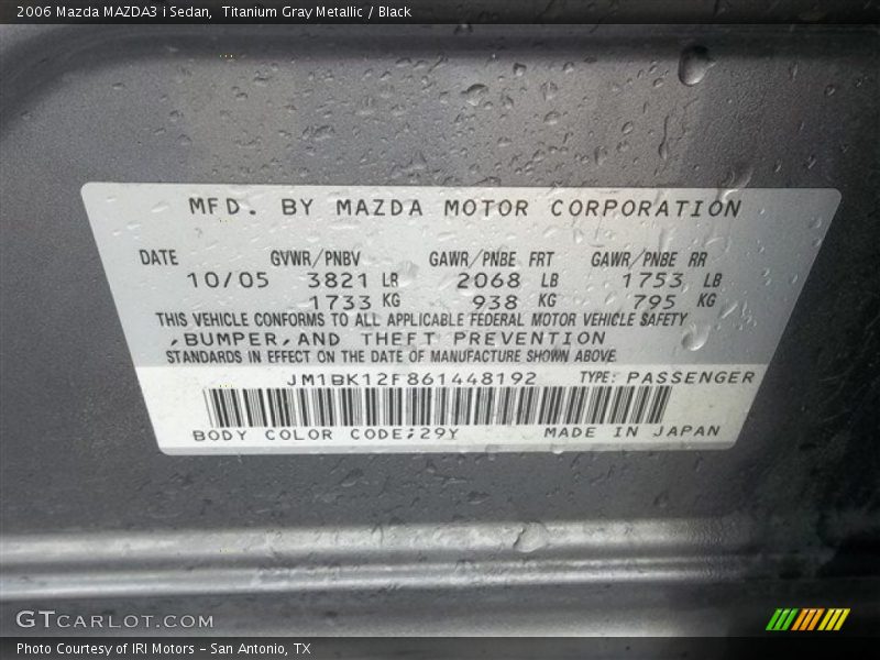 Titanium Gray Metallic / Black 2006 Mazda MAZDA3 i Sedan