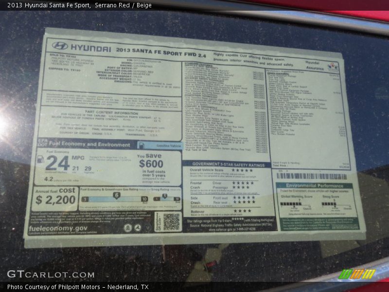 Serrano Red / Beige 2013 Hyundai Santa Fe Sport