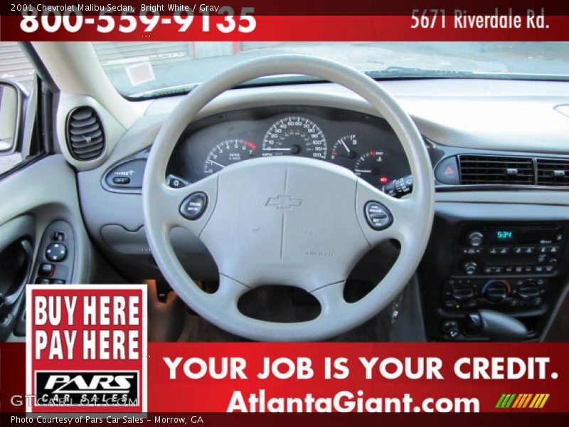 Bright White / Gray 2001 Chevrolet Malibu Sedan