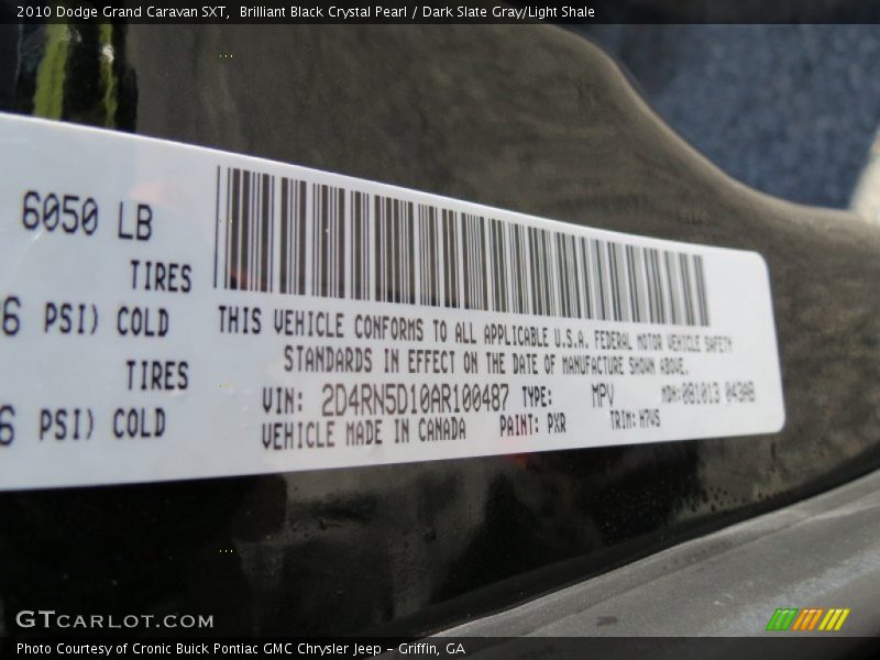 Brilliant Black Crystal Pearl / Dark Slate Gray/Light Shale 2010 Dodge Grand Caravan SXT