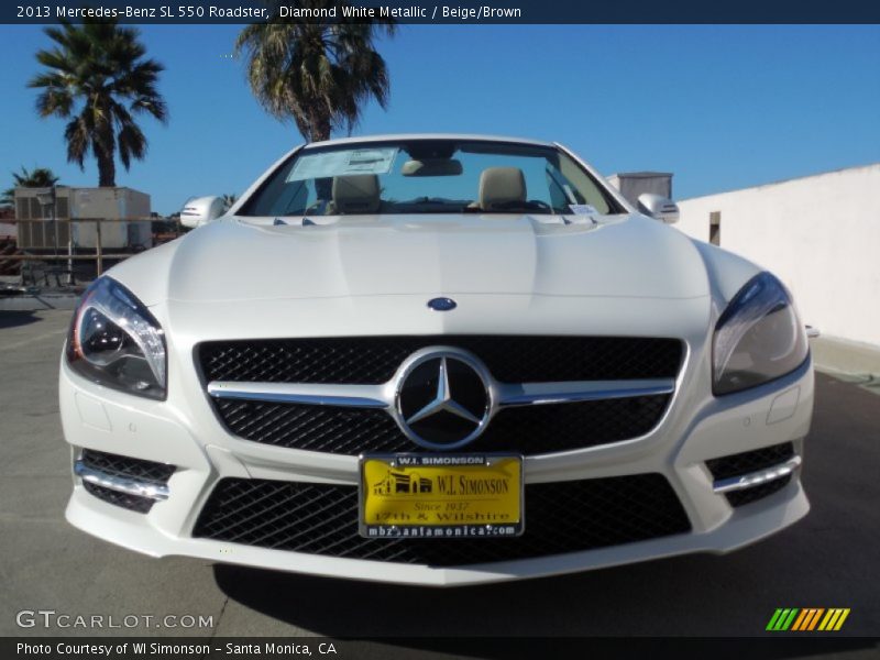 Diamond White Metallic / Beige/Brown 2013 Mercedes-Benz SL 550 Roadster
