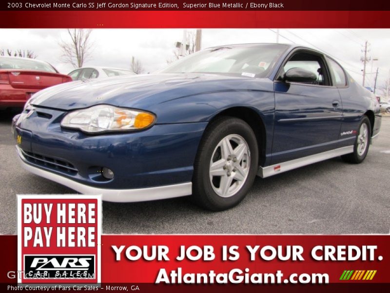 Superior Blue Metallic / Ebony Black 2003 Chevrolet Monte Carlo SS Jeff Gordon Signature Edition