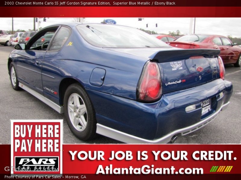 Superior Blue Metallic / Ebony Black 2003 Chevrolet Monte Carlo SS Jeff Gordon Signature Edition