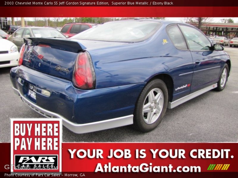 Superior Blue Metallic / Ebony Black 2003 Chevrolet Monte Carlo SS Jeff Gordon Signature Edition