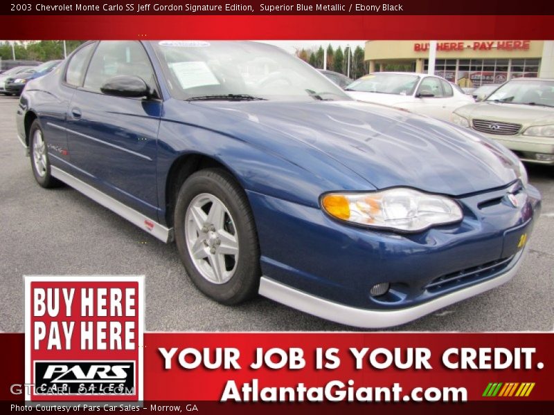 Superior Blue Metallic / Ebony Black 2003 Chevrolet Monte Carlo SS Jeff Gordon Signature Edition