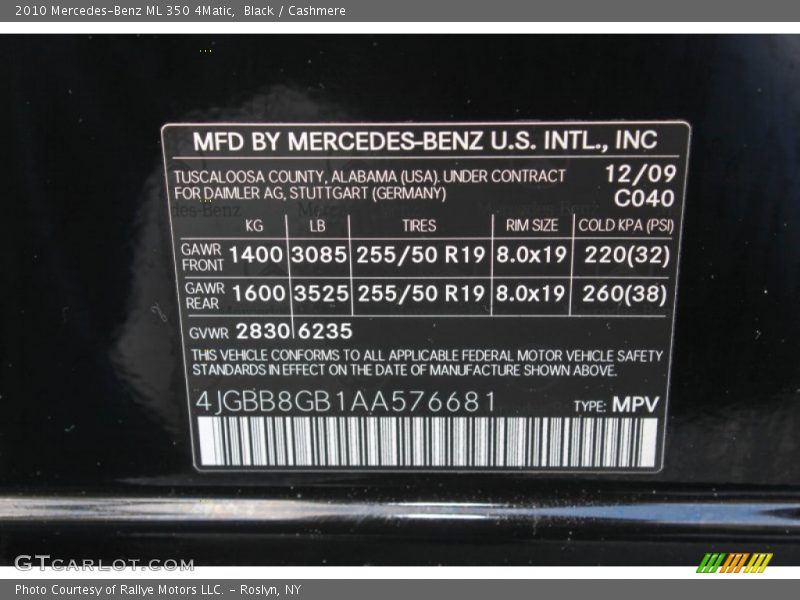 Black / Cashmere 2010 Mercedes-Benz ML 350 4Matic