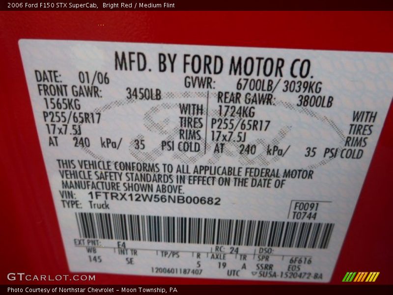 Bright Red / Medium Flint 2006 Ford F150 STX SuperCab