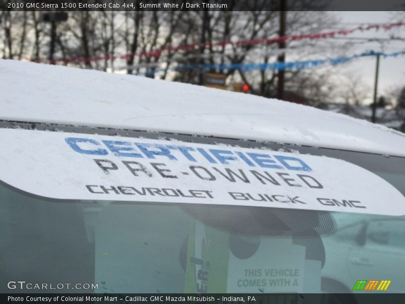 Summit White / Dark Titanium 2010 GMC Sierra 1500 Extended Cab 4x4