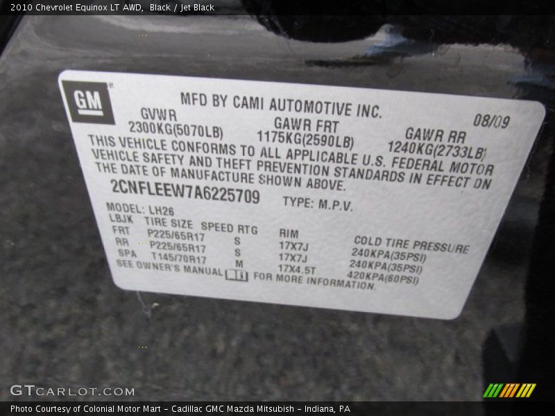 Black / Jet Black 2010 Chevrolet Equinox LT AWD