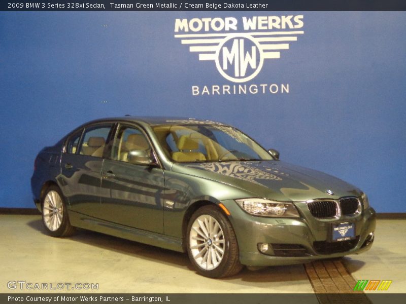 Tasman Green Metallic / Cream Beige Dakota Leather 2009 BMW 3 Series 328xi Sedan