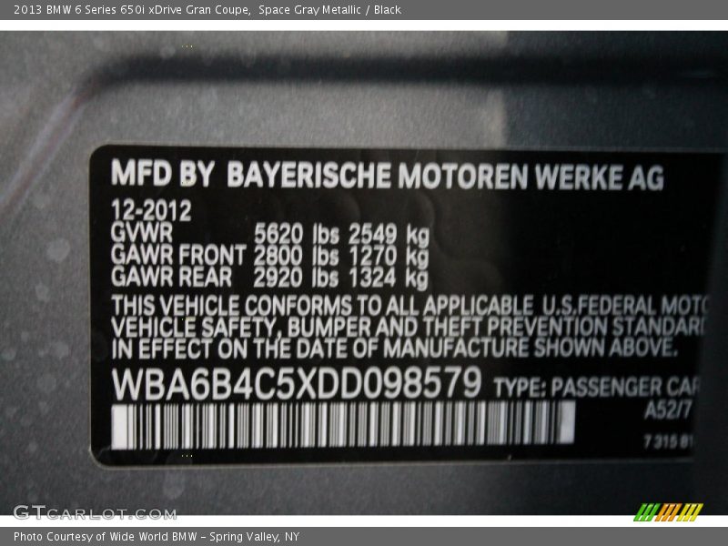 A52 - 2013 BMW 6 Series 650i xDrive Gran Coupe