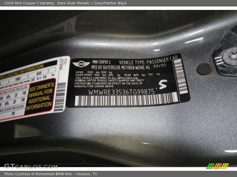 Dark Silver Metallic / Grey/Panther Black 2006 Mini Cooper S Hardtop