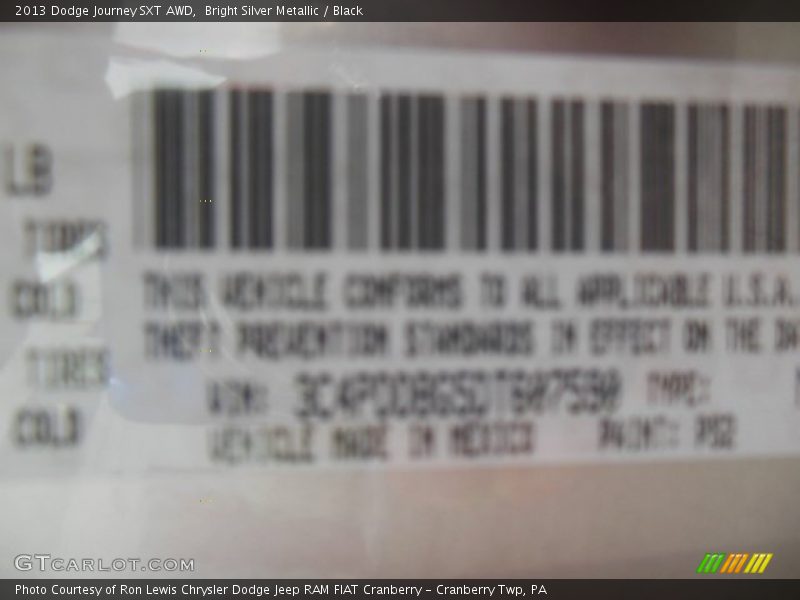 Bright Silver Metallic / Black 2013 Dodge Journey SXT AWD