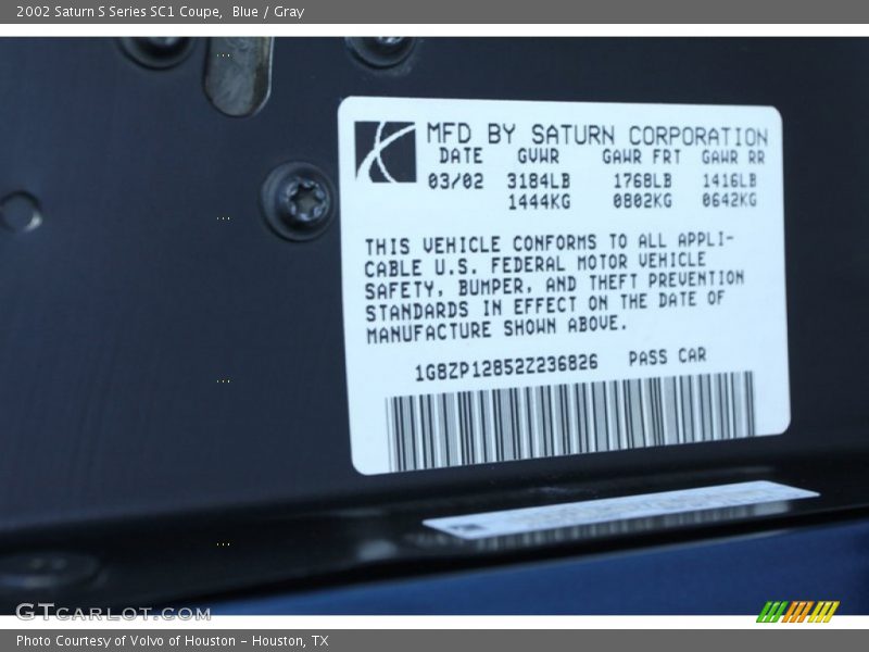 Blue / Gray 2002 Saturn S Series SC1 Coupe