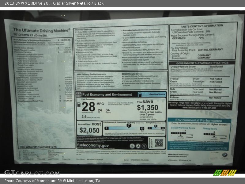 Glacier Silver Metallic / Black 2013 BMW X1 sDrive 28i