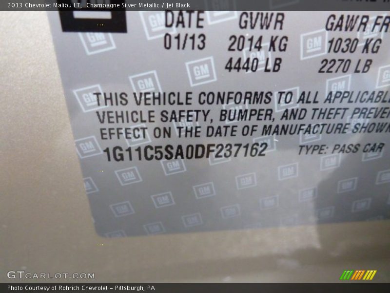 Champagne Silver Metallic / Jet Black 2013 Chevrolet Malibu LT
