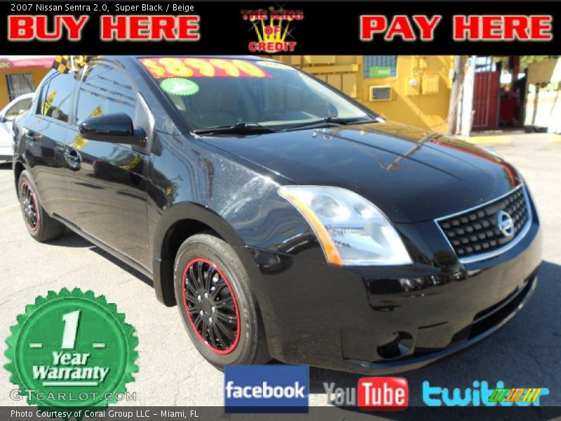 Super Black / Beige 2007 Nissan Sentra 2.0
