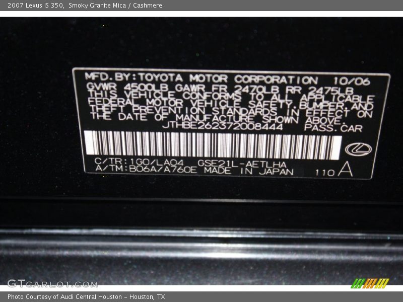 Smoky Granite Mica / Cashmere 2007 Lexus IS 350