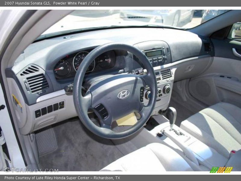 Powder White Pearl / Gray 2007 Hyundai Sonata GLS