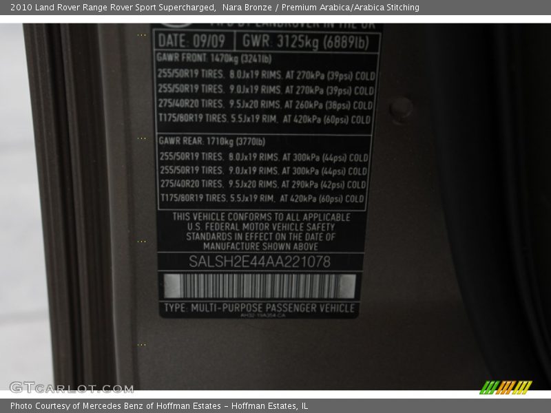 Nara Bronze / Premium Arabica/Arabica Stitching 2010 Land Rover Range Rover Sport Supercharged