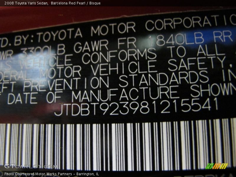 Barcelona Red Pearl / Bisque 2008 Toyota Yaris Sedan