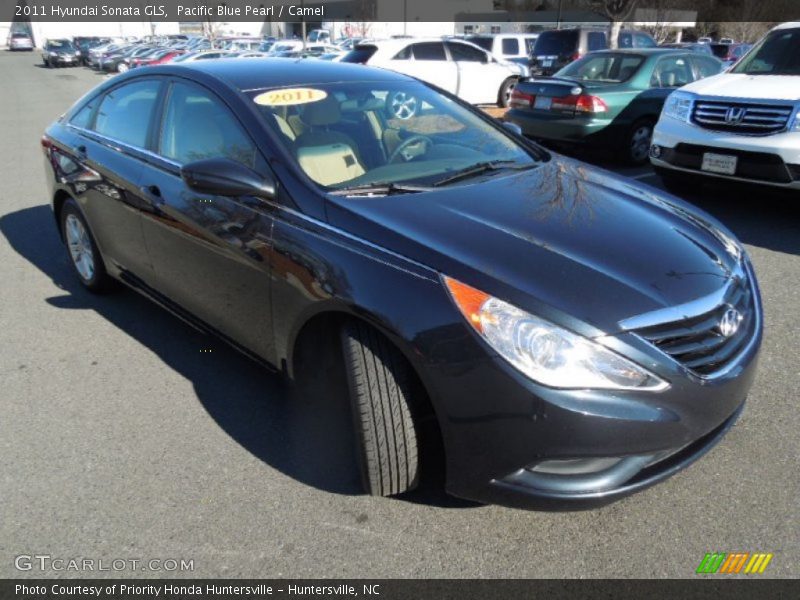 Pacific Blue Pearl / Camel 2011 Hyundai Sonata GLS