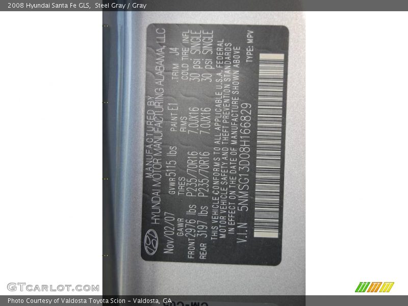 Steel Gray / Gray 2008 Hyundai Santa Fe GLS