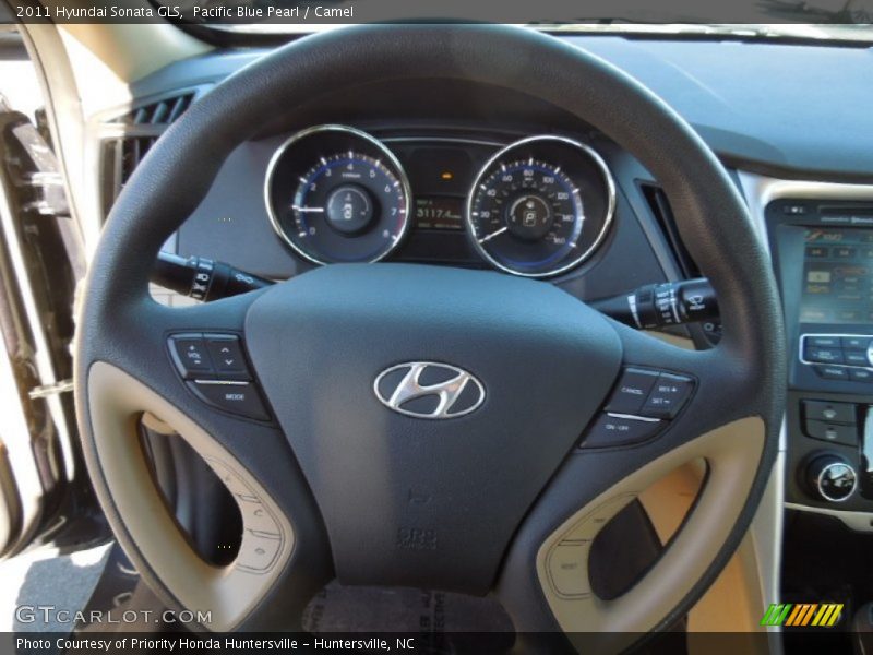 Pacific Blue Pearl / Camel 2011 Hyundai Sonata GLS