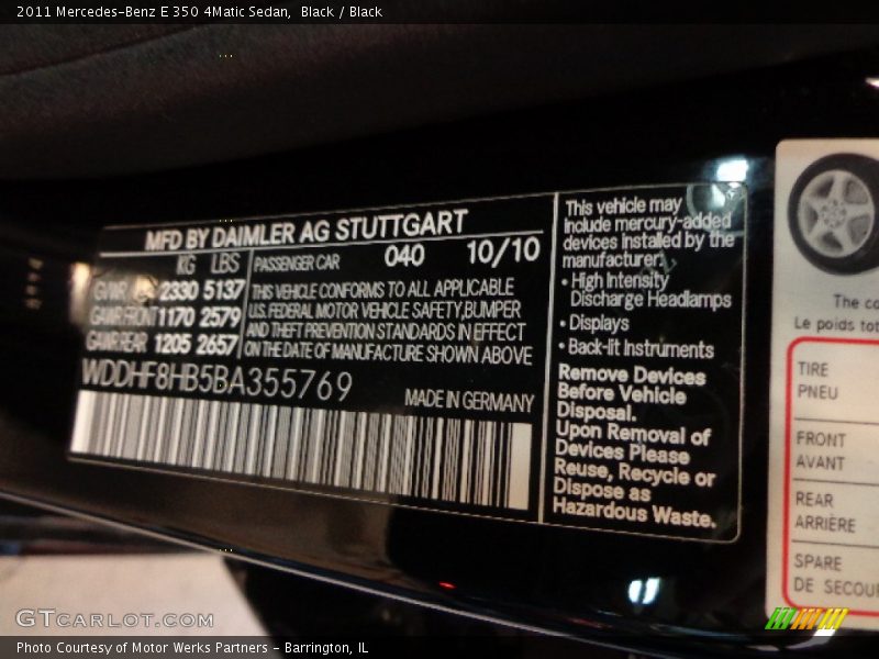 Black / Black 2011 Mercedes-Benz E 350 4Matic Sedan