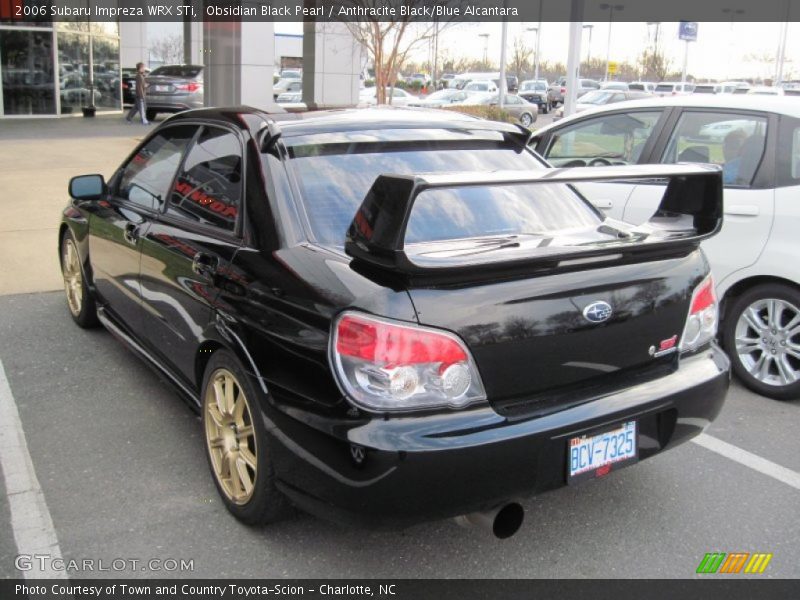 Obsidian Black Pearl / Anthracite Black/Blue Alcantara 2006 Subaru Impreza WRX STi