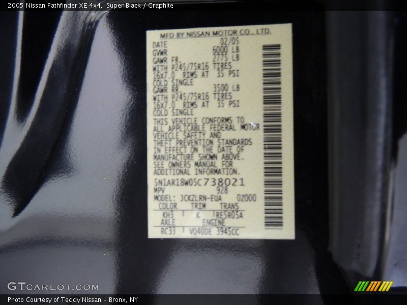 Super Black / Graphite 2005 Nissan Pathfinder XE 4x4