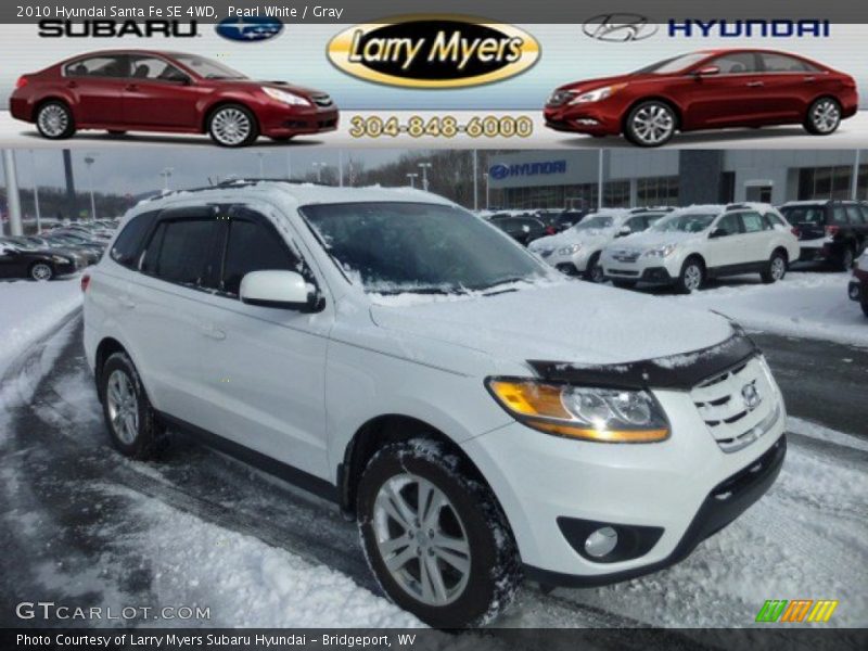 Pearl White / Gray 2010 Hyundai Santa Fe SE 4WD