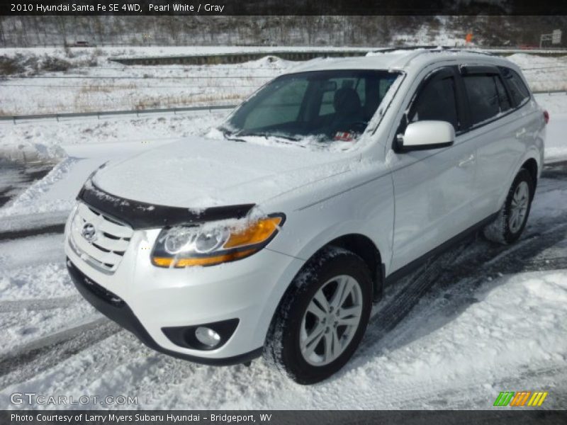 Pearl White / Gray 2010 Hyundai Santa Fe SE 4WD