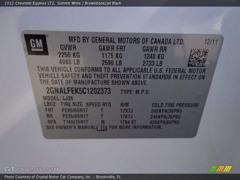 Summit White / Brownstone/Jet Black 2012 Chevrolet Equinox LTZ