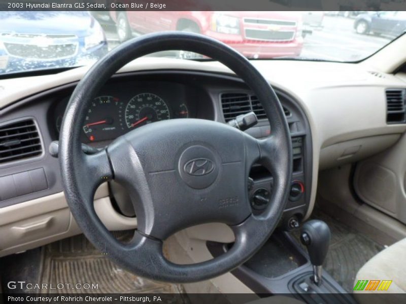 Ocean Blue / Beige 2003 Hyundai Elantra GLS Sedan